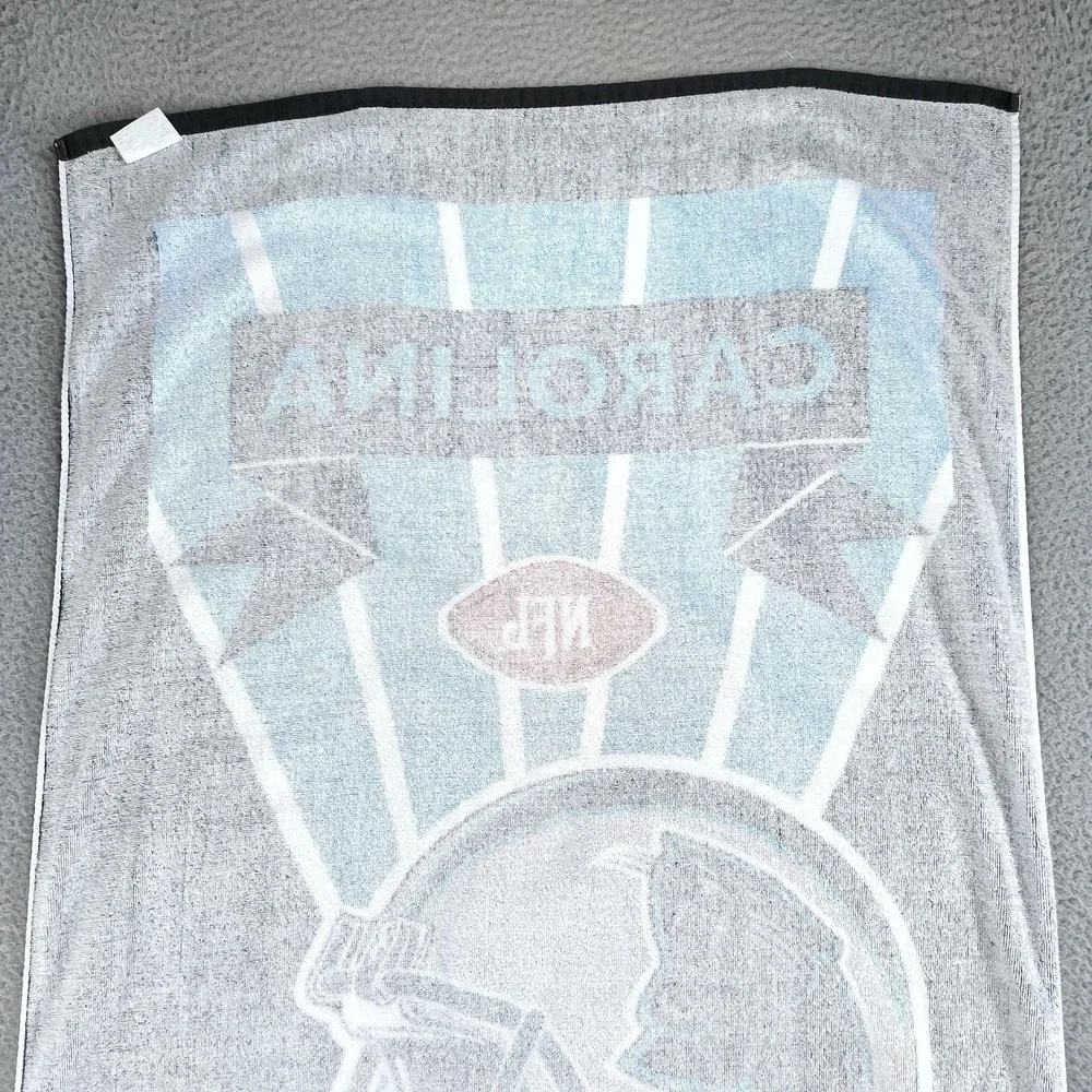 Vintage Carolina Panthers Towel NFL Football Black Blue Cotton 90s Beach Bath